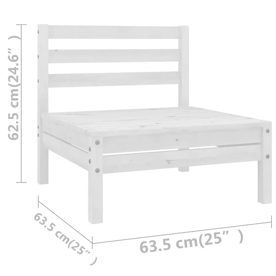 Salon de jardin 3 pcs Blanc Bois de pin massif - 7