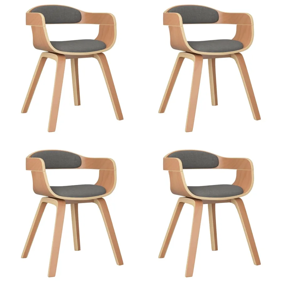 Chaises à manger lot de 4 gris clair bois courbé et tissu - 2