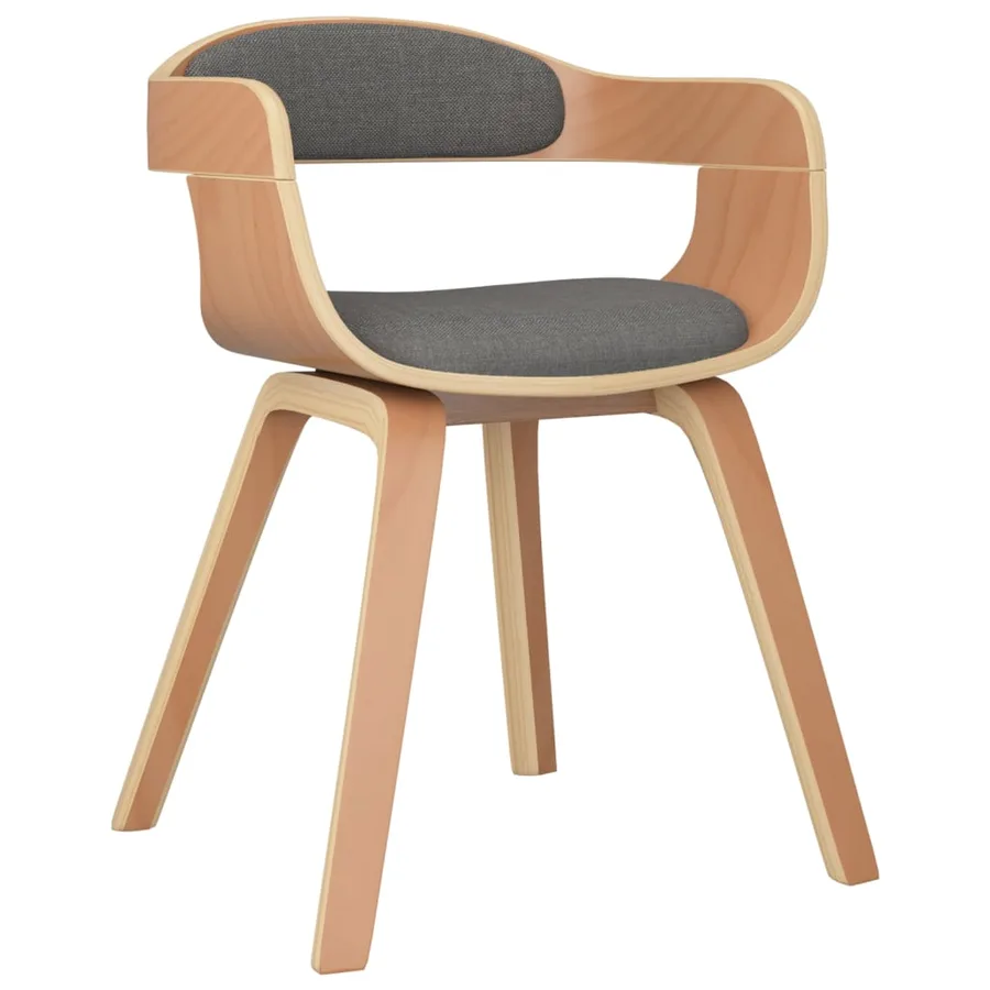 Chaises à manger lot de 4 gris clair bois courbé et tissu - 3
