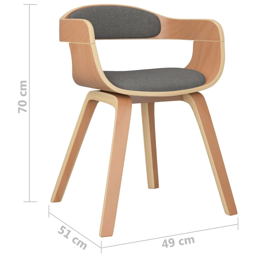 Chaises à manger lot de 4 gris clair bois courbé et tissu - 7