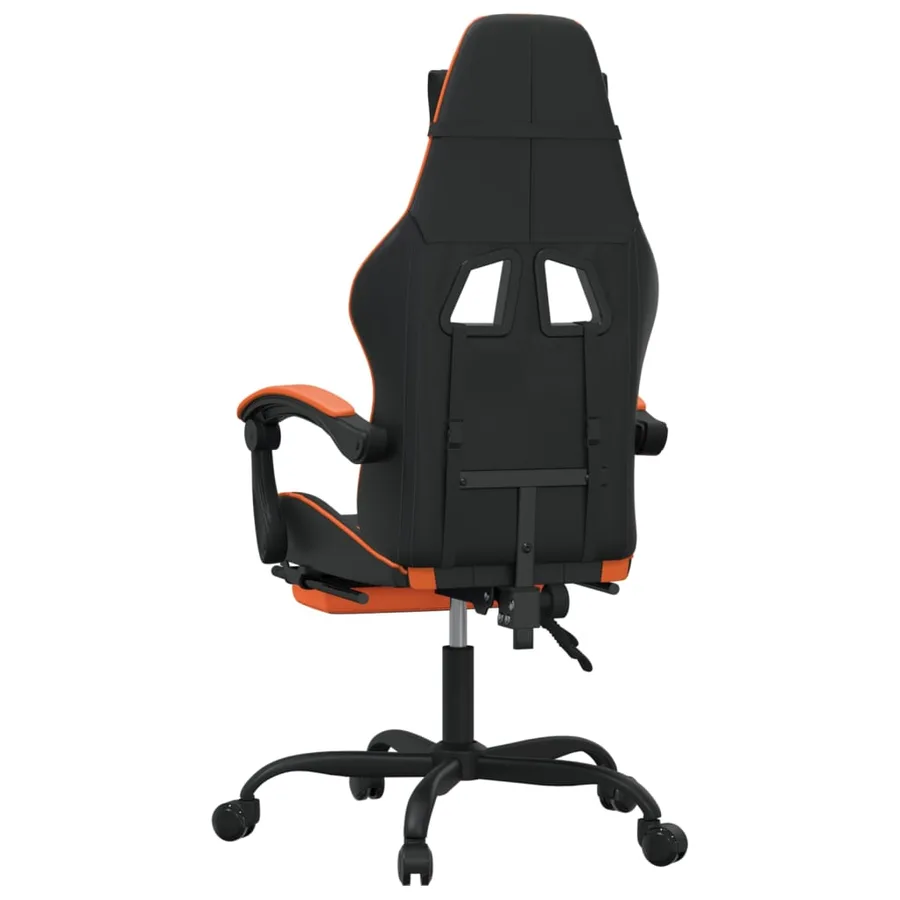 Chaise de jeu pivotante repose-pied Noir et orange Similicuir - 5