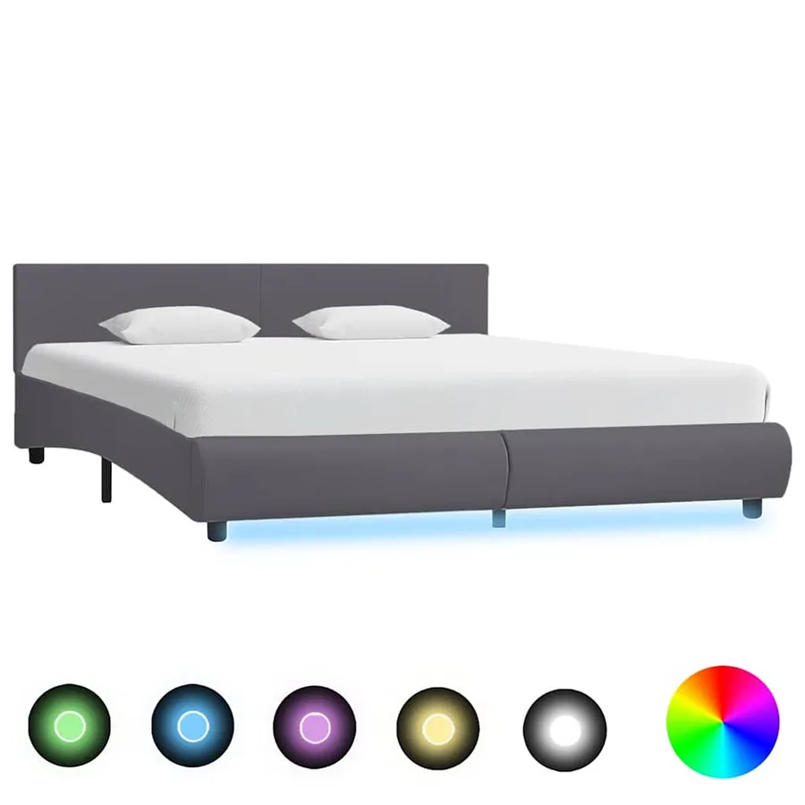 Cadre de lit avec LED sans matelas Gris Similicuir 180x200 cm - 2