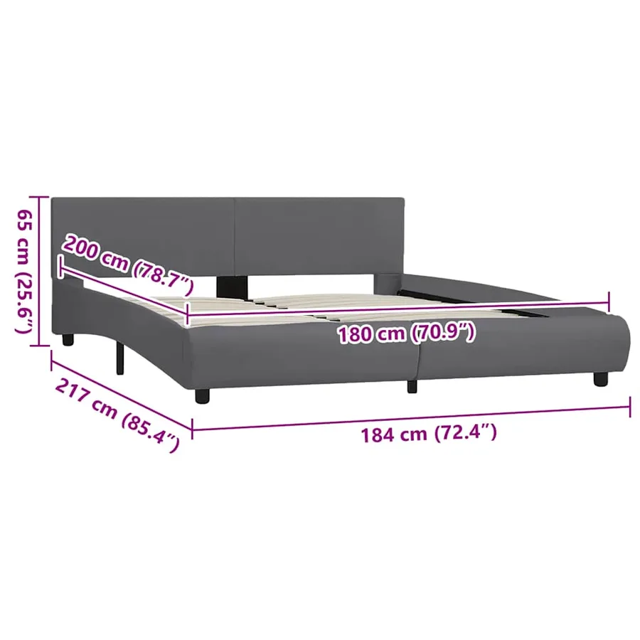 Cadre de lit avec LED sans matelas Gris Similicuir 180x200 cm - 9