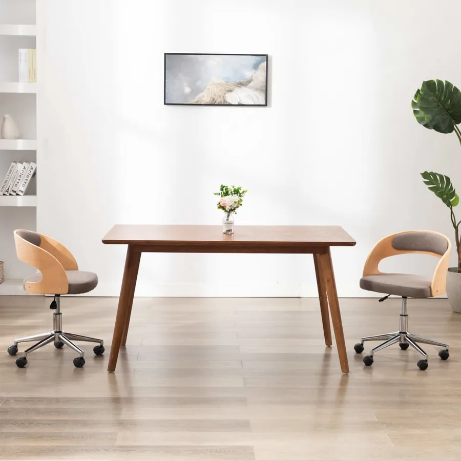 Chaises pivotantes à manger lot de 2 taupe bois courbé et tissu