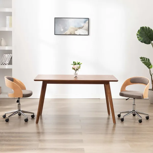 Chaises pivotantes à manger lot de 2 taupe bois courbé et tissu