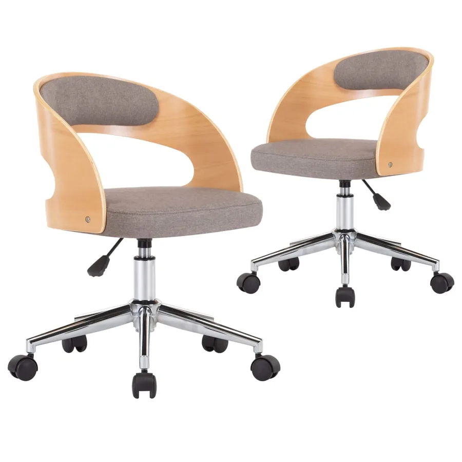 Chaises pivotantes à manger lot de 2 taupe bois courbé et tissu - 2