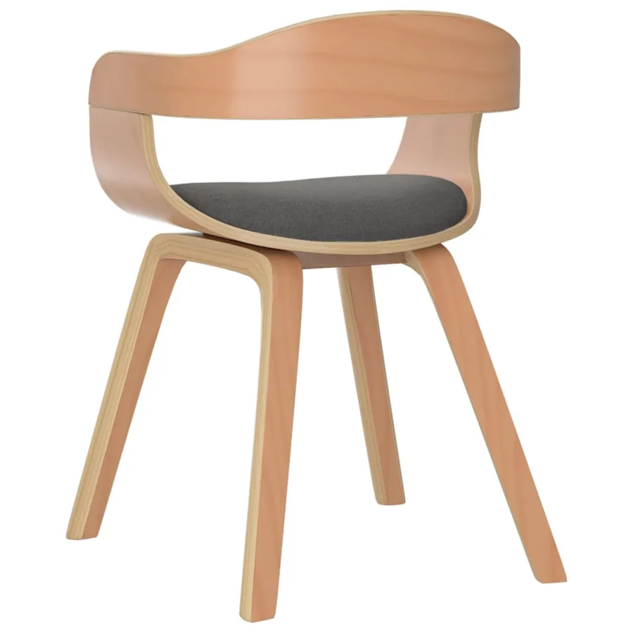 Chaise à manger lot de 6 gris clair bois courbé et tissu - 6