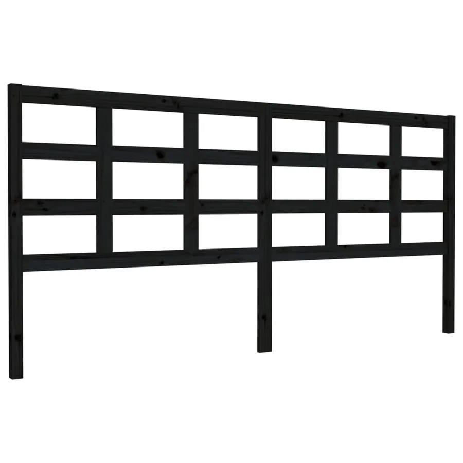 Tête de lit Noir 205,5x4x100 cm Bois massif de pin - 2