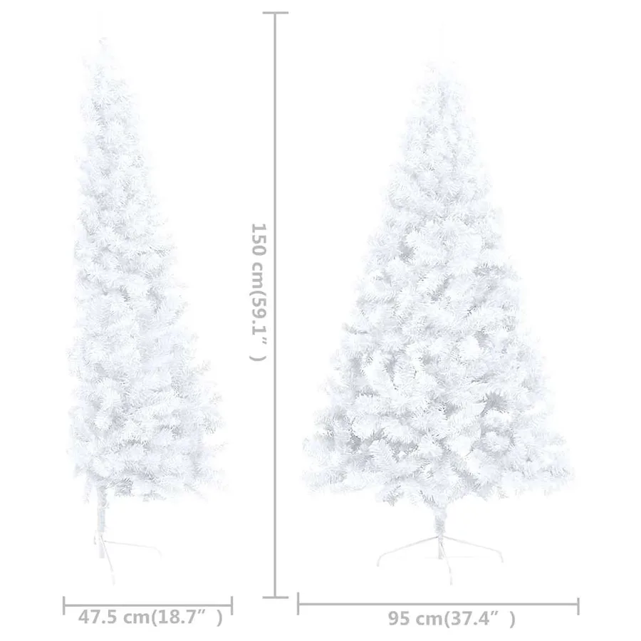 Demi-arbre de Noël artificiel pré-éclairé et boules blanc 150cm - 12