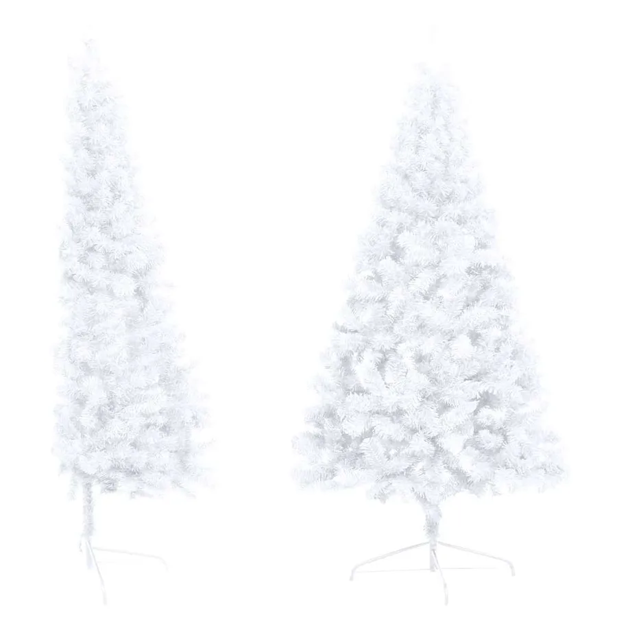 Demi-arbre de Noël artificiel pré-éclairé et boules blanc 150cm - 3