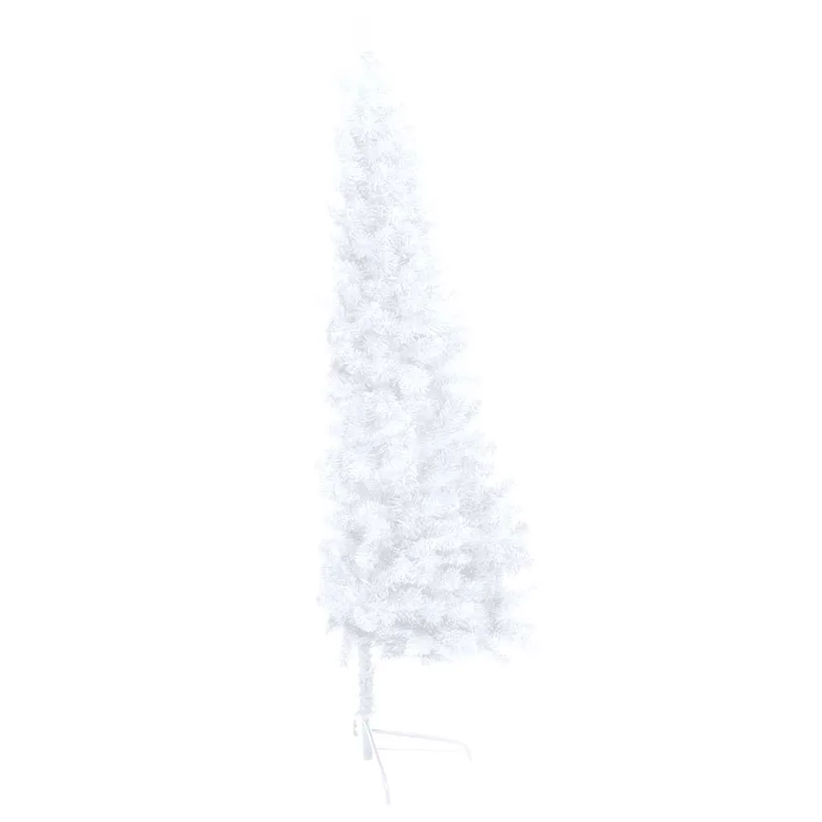 Demi-arbre de Noël artificiel pré-éclairé et boules blanc 150cm - 4