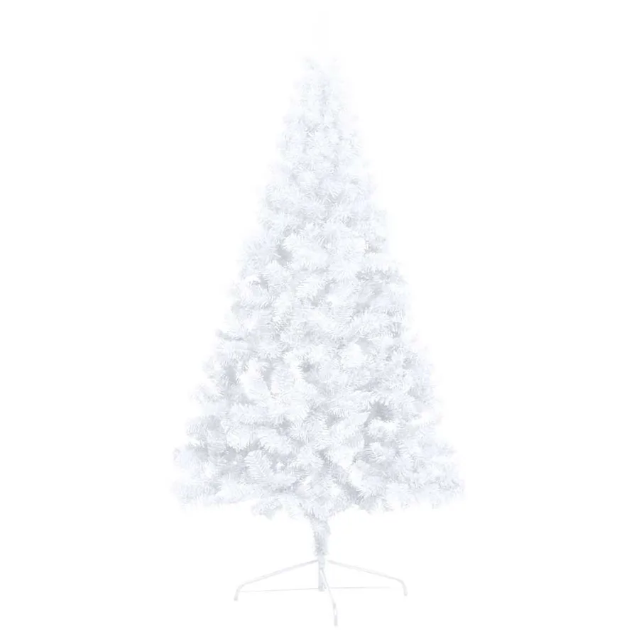 Demi-arbre de Noël artificiel pré-éclairé et boules blanc 150cm - 5