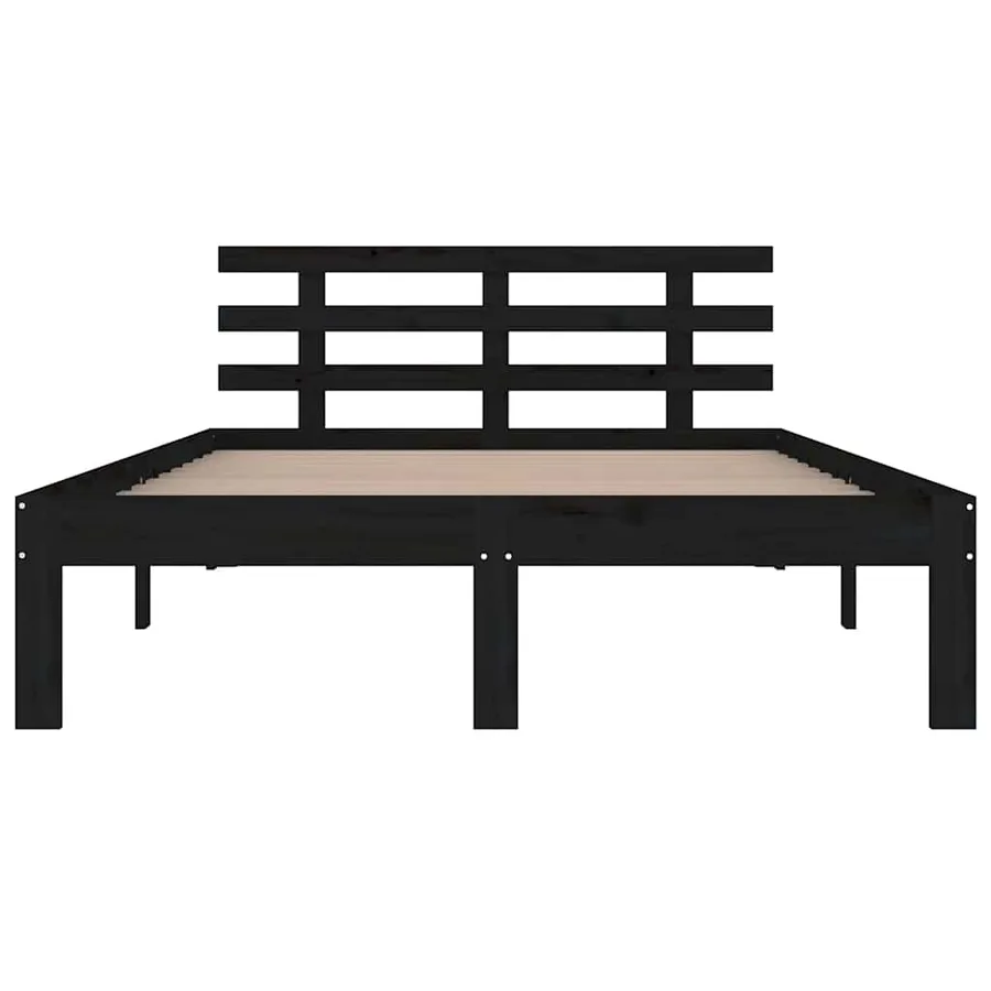 Cadre de lit sans matelas noir bois massif 200x200 cm - 4