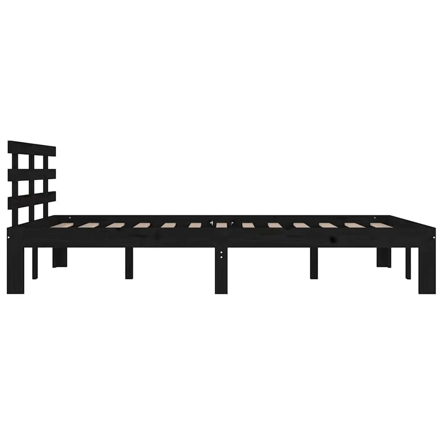 Cadre de lit sans matelas noir bois massif 200x200 cm - 5