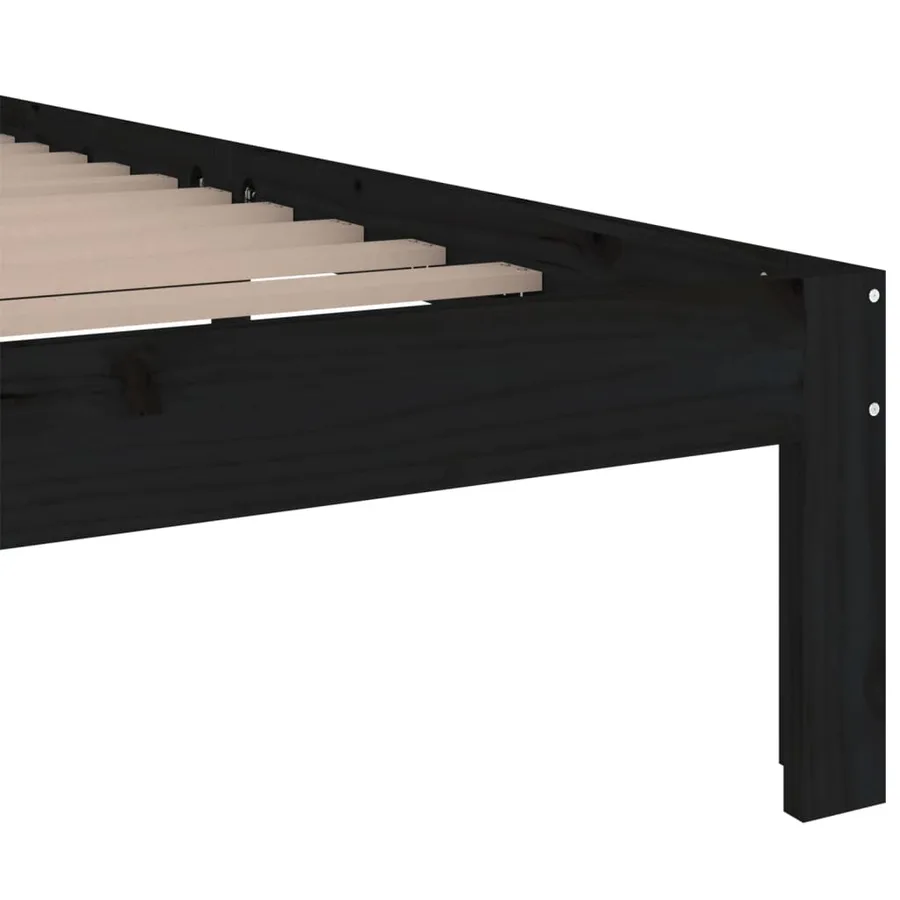 Cadre de lit sans matelas noir bois massif 200x200 cm - 6