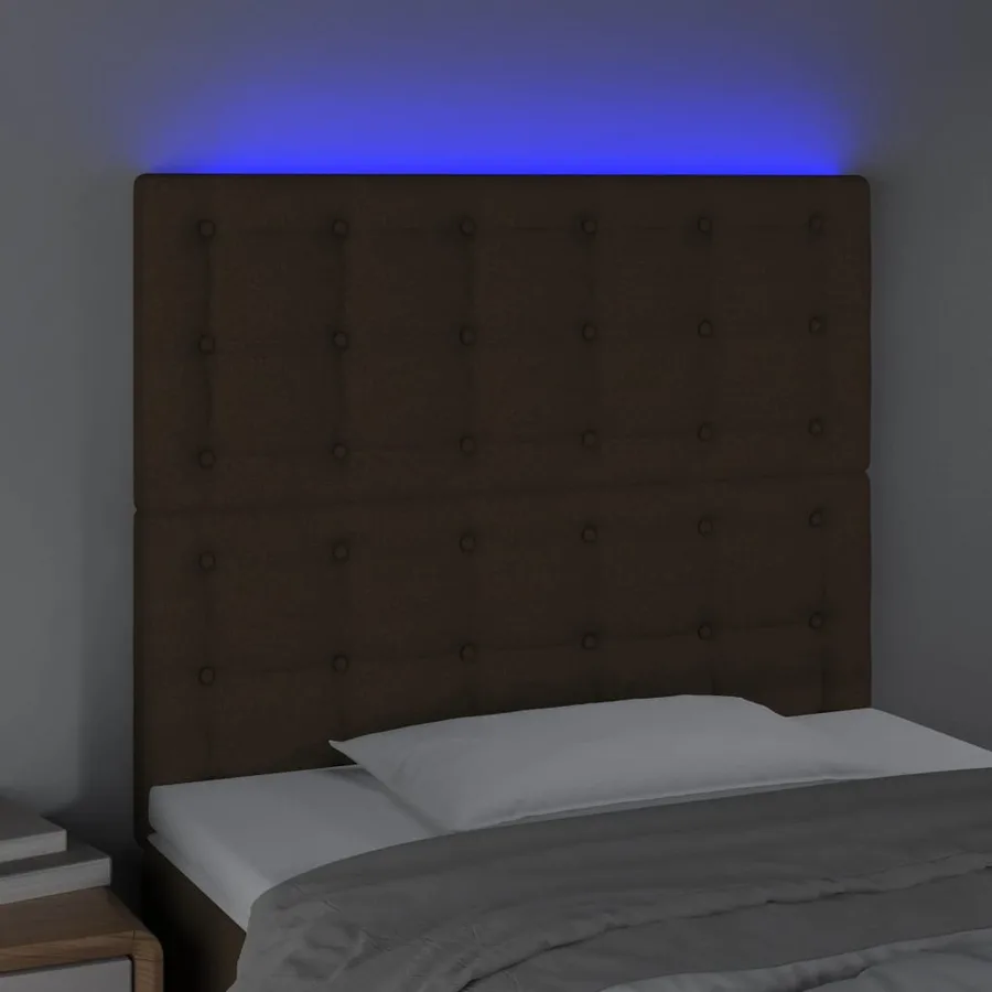 Tête de lit à LED Marron foncé 90x5x118/128 cm Tissu - 3