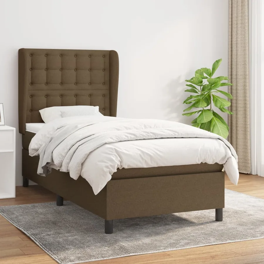 Sommier à lattes de lit avec matelas Marron foncé 90x200 cm