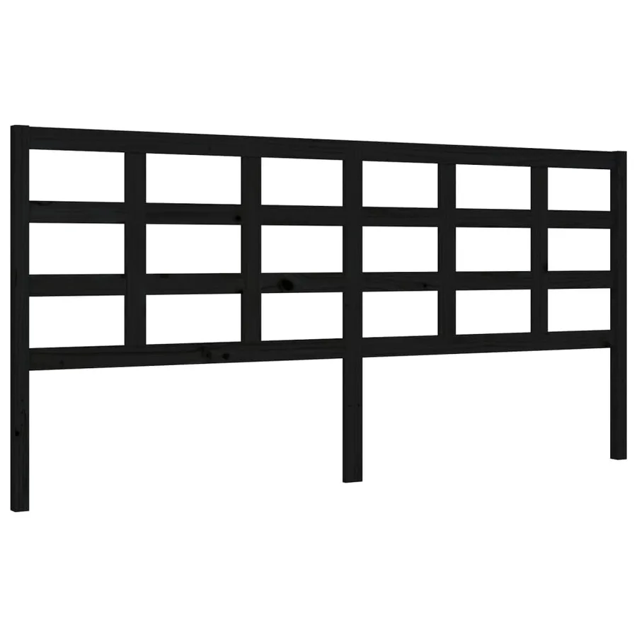 Cadre de lit sans matelas noir 200x200 cm bois massif de pin - 8