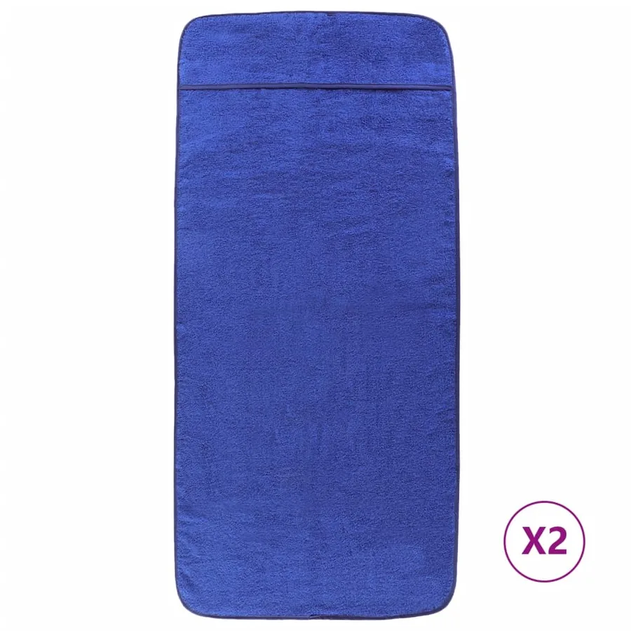 Serviettes de plage 2 pcs bleu royal 75x200 cm tissu 400 GSM - 2
