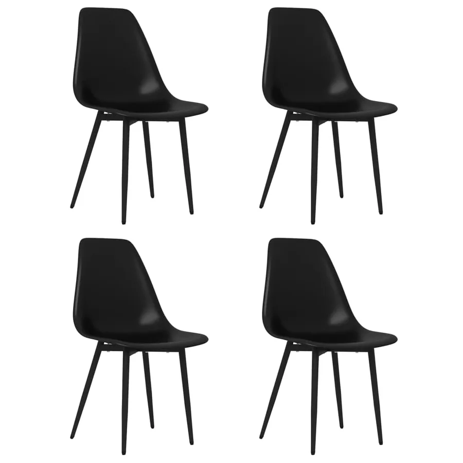 Chaises à manger lot de 4 noir PP - 2