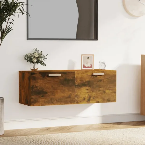 Armoire murale Chêne fumé 100x36,5x35 cm Bois d'ingénierie