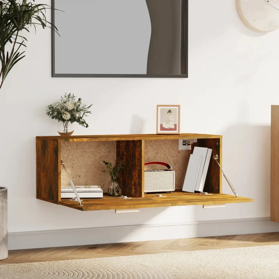 Armoire murale Chêne fumé 100x36,5x35 cm Bois d'ingénierie - 3