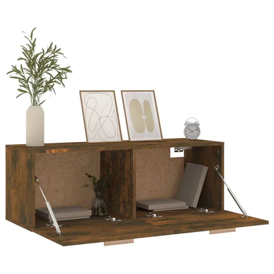 Armoire murale Chêne fumé 100x36,5x35 cm Bois d'ingénierie - 4