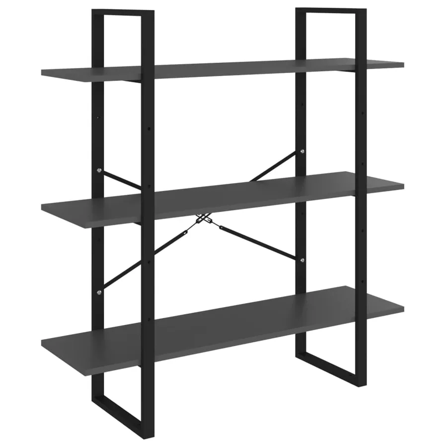 Bibliothèque gris 100x30x105 cm bois d’ingénierie - 2