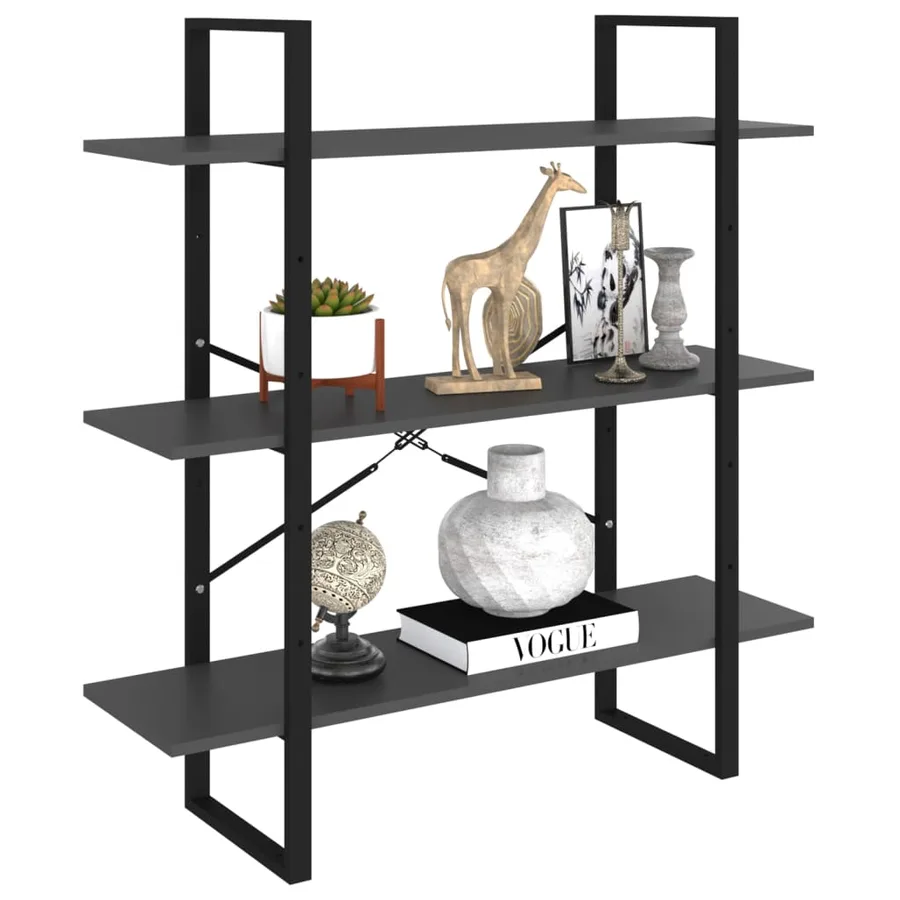 Bibliothèque gris 100x30x105 cm bois d’ingénierie - 3