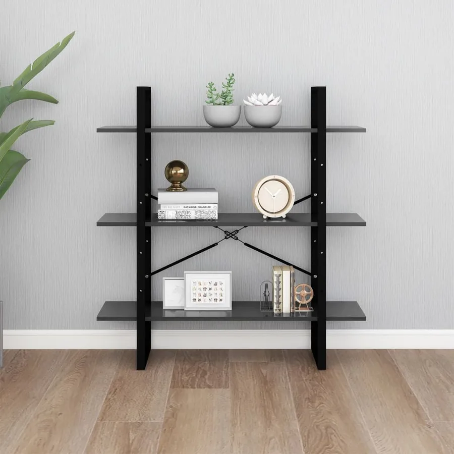 Bibliothèque gris 100x30x105 cm bois d’ingénierie - 4