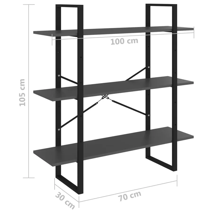 Bibliothèque gris 100x30x105 cm bois d’ingénierie - 7
