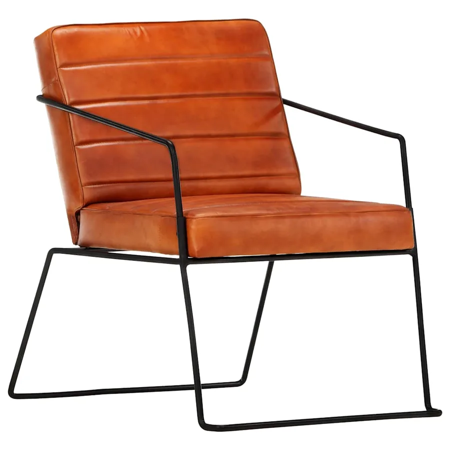 Fauteuil Brun roux Cuir véritable - 10