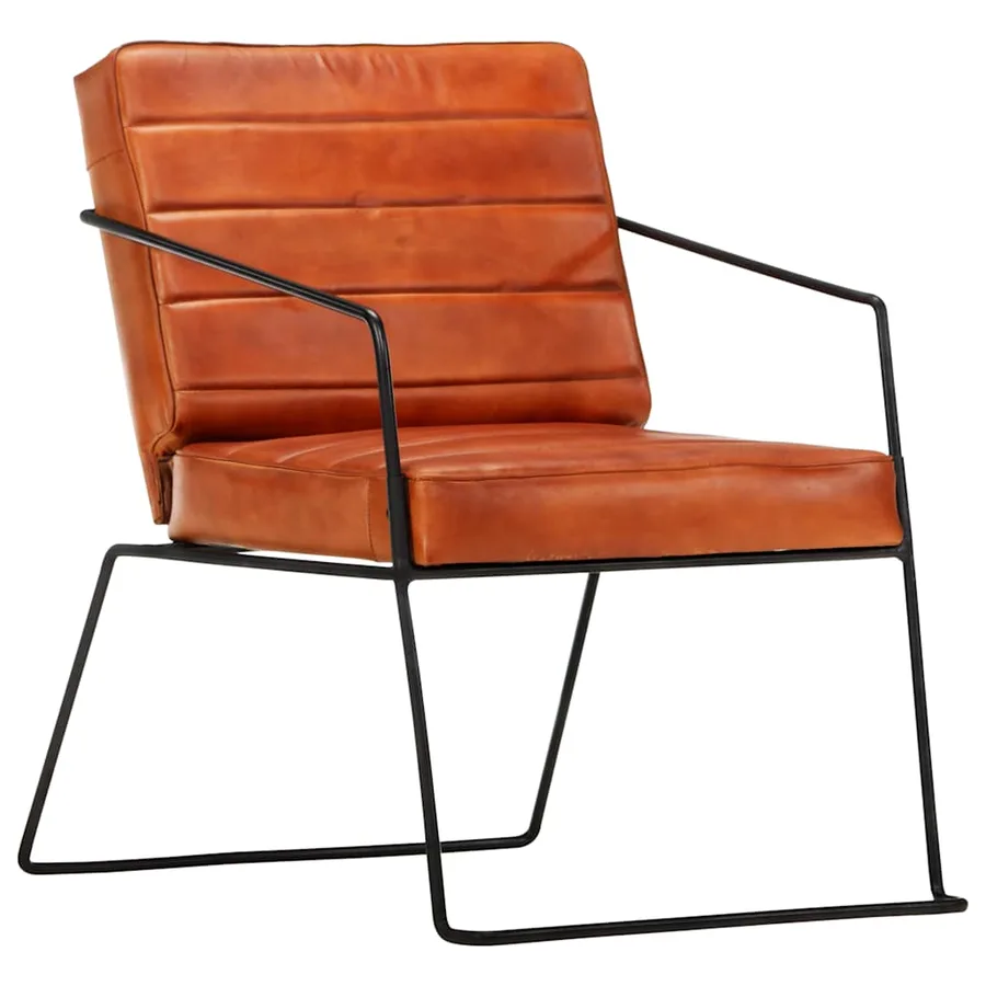 Fauteuil Brun roux Cuir véritable - 12