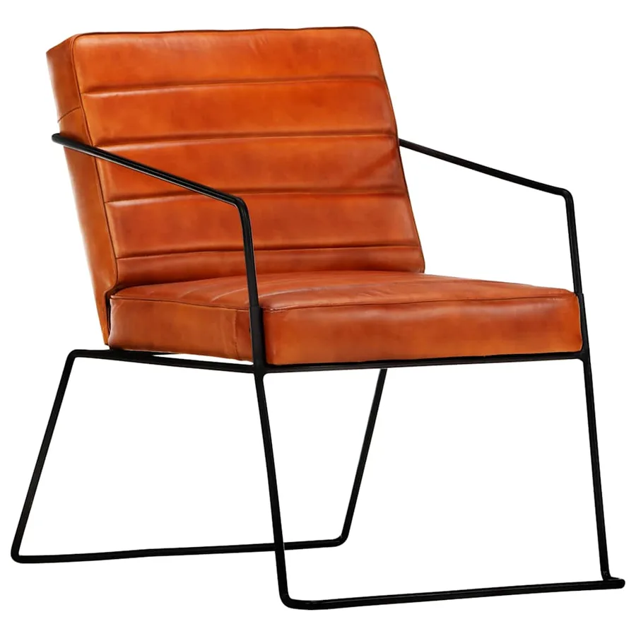 Fauteuil Brun roux Cuir véritable - 13