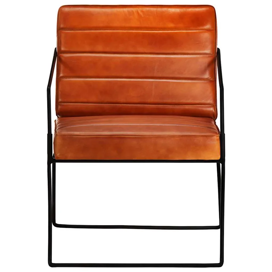Fauteuil Brun roux Cuir véritable - 2
