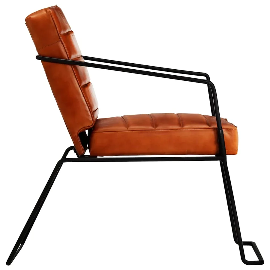 Fauteuil Brun roux Cuir véritable - 3