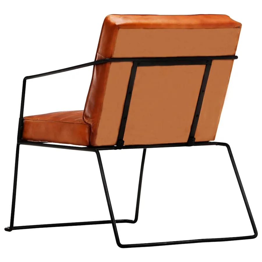 Fauteuil Brun roux Cuir véritable - 4