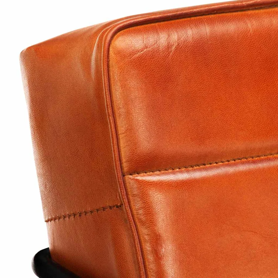 Fauteuil Brun roux Cuir véritable - 5