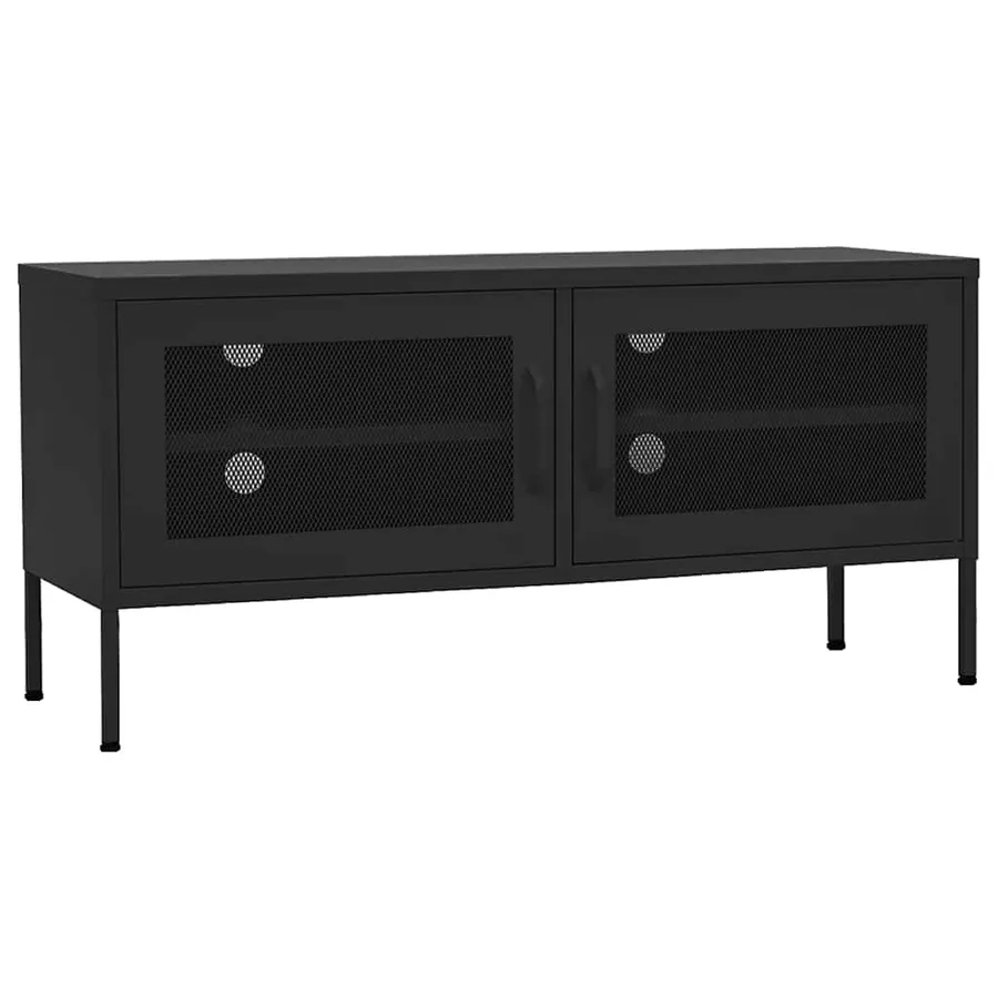 Meuble TV Noir 105x35x50 cm Acier - 2