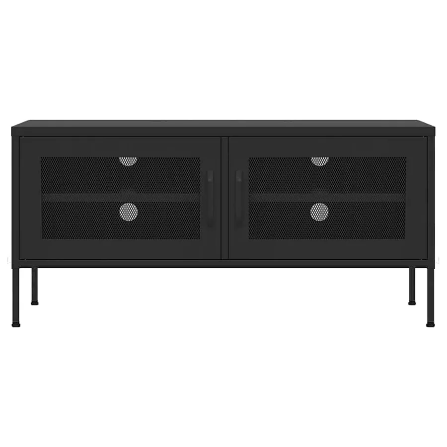 Meuble TV Noir 105x35x50 cm Acier - 3