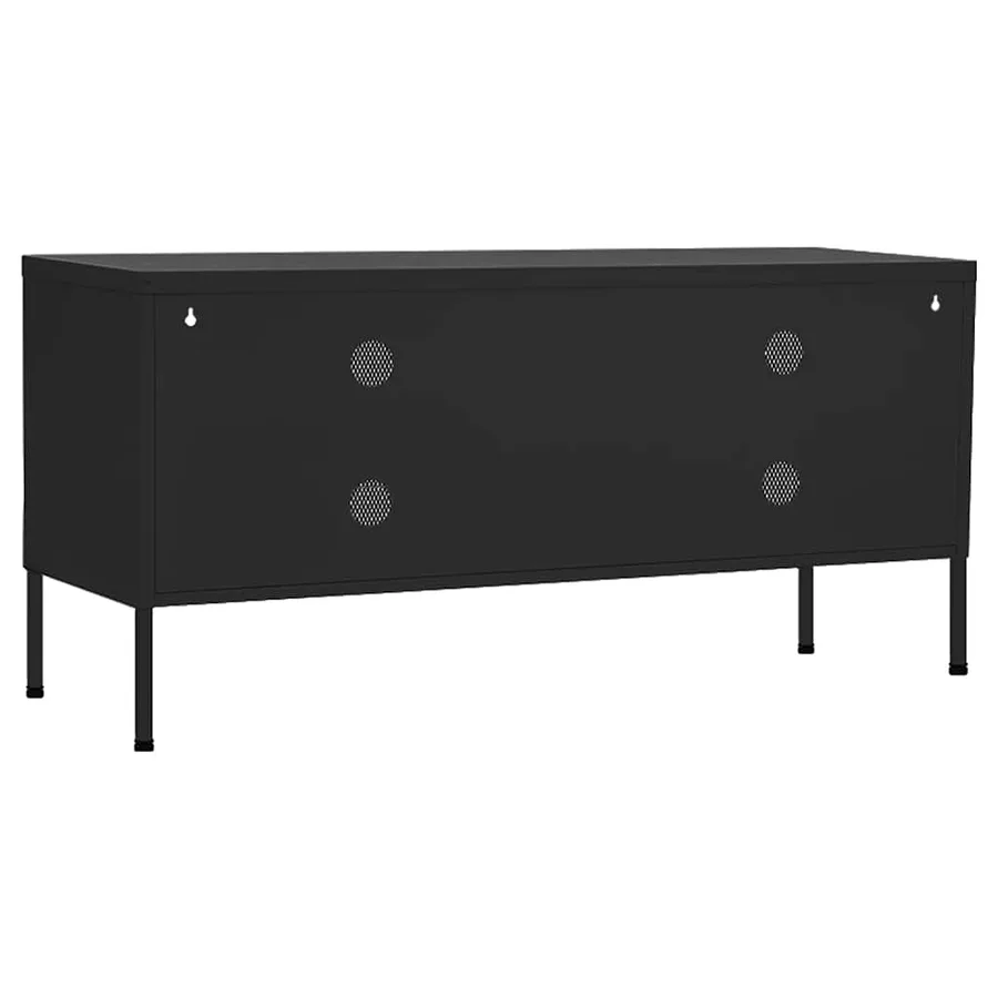 Meuble TV Noir 105x35x50 cm Acier - 5