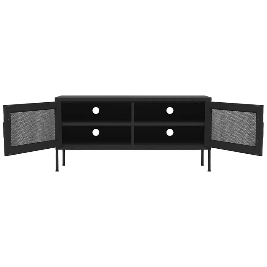 Meuble TV Noir 105x35x50 cm Acier - 6