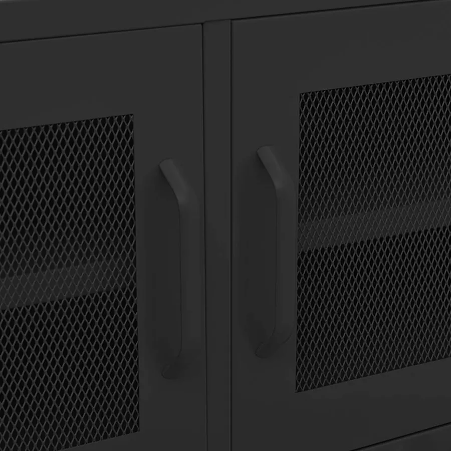 Meuble TV Noir 105x35x50 cm Acier - 8
