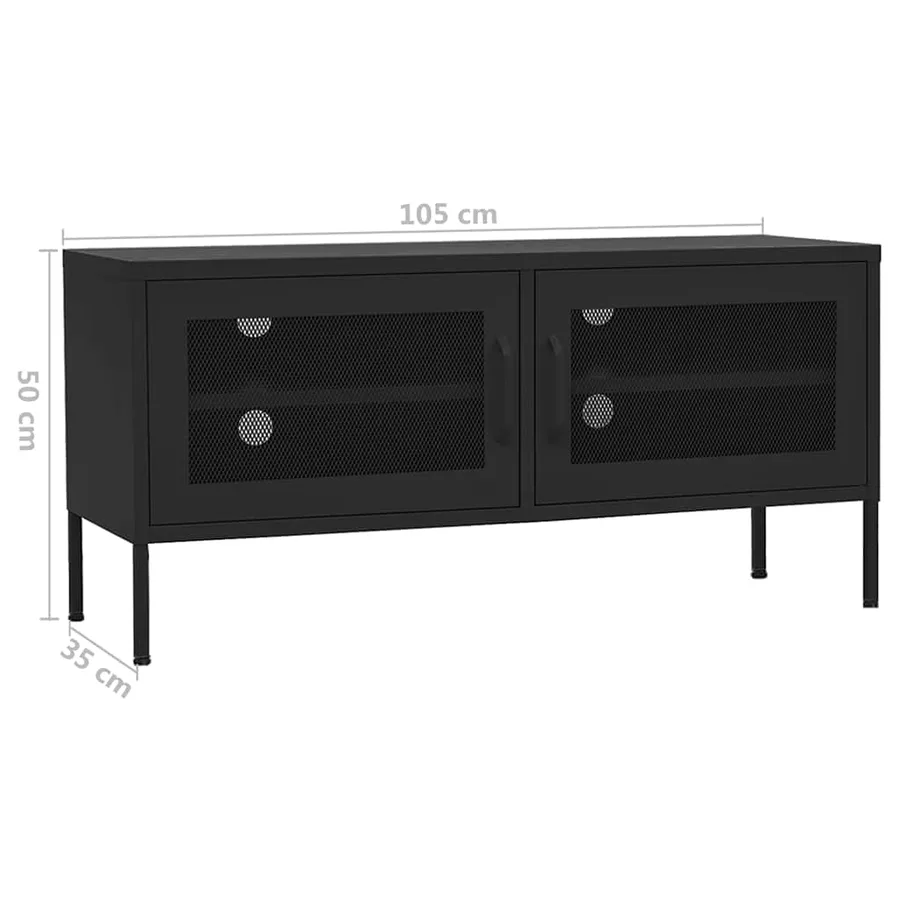 Meuble TV Noir 105x35x50 cm Acier - 9
