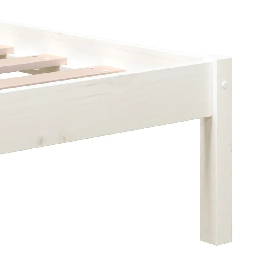 Cadre de lit sans matelas blanc bois massif - 7