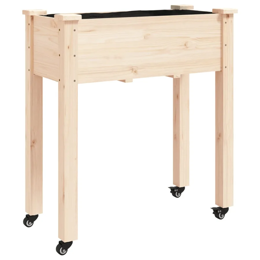 Jardinière sur roues avec doublure 71x37x80 cm bois de sapin - 2