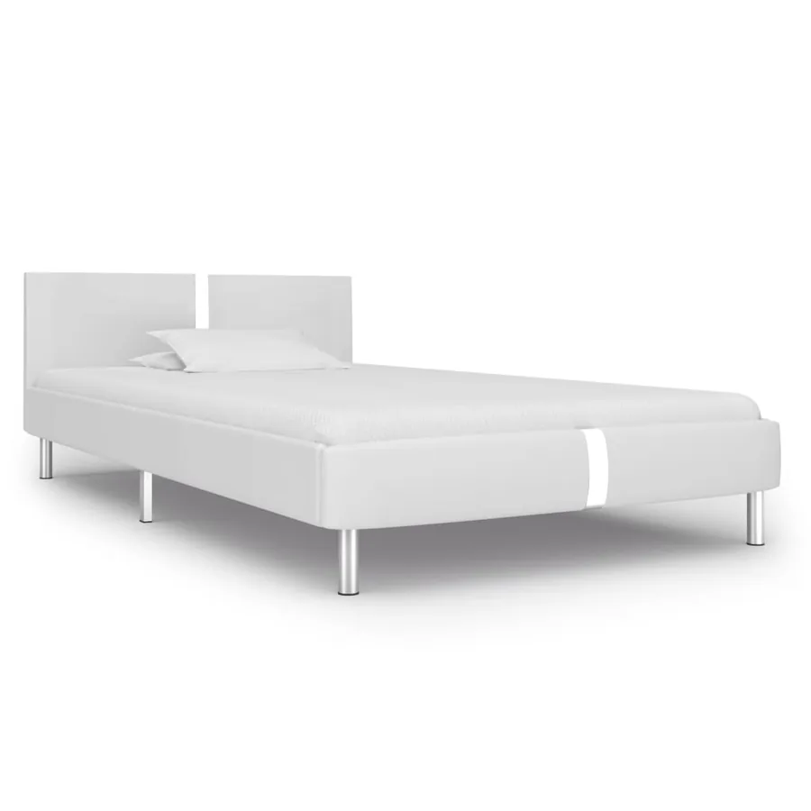 Cadre de lit sans matelas blanc similicuir 90x200 cm