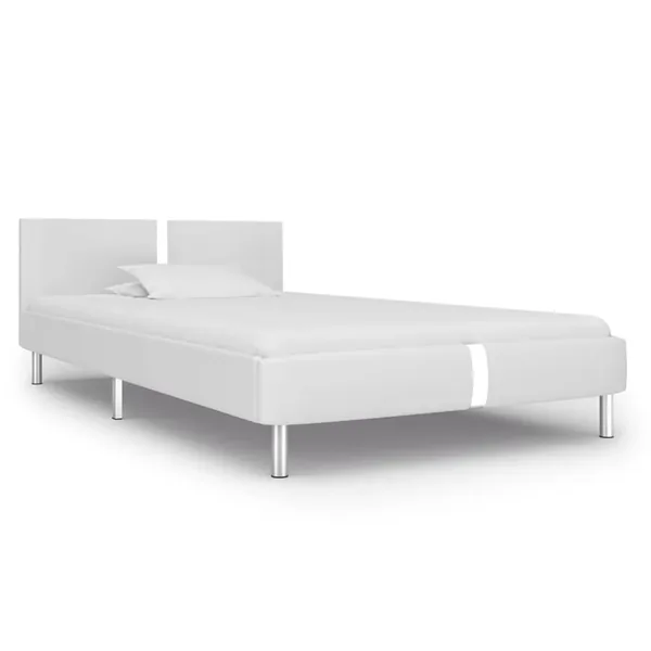 Cadre de lit sans matelas blanc similicuir 90x200 cm