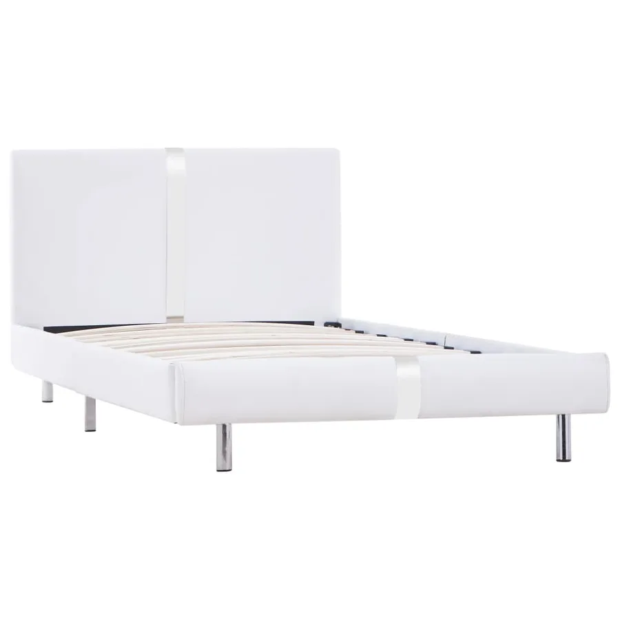 Cadre de lit sans matelas blanc similicuir 90x200 cm - 2