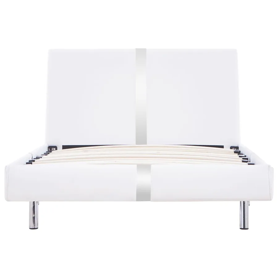 Cadre de lit sans matelas blanc similicuir 90x200 cm - 3
